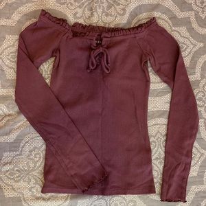 Maroon Off The Shoulder Top
